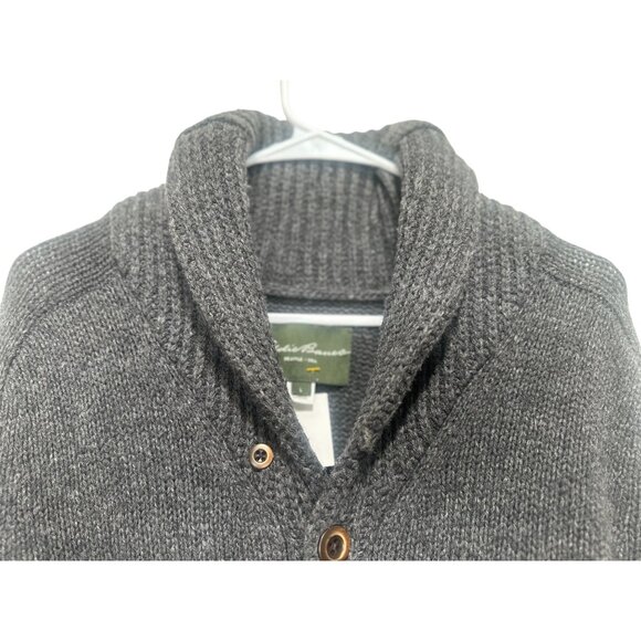 Eddie Bauer Wool Long Button Down Cardigan Mens Large Gray Shawl Collar Grandpa - Picture 7 of 15